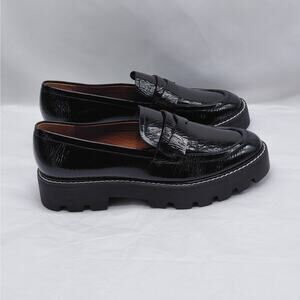 Franco Sarto Women's Balin Platform Penny Loafer 9.5M Black Office Casual Shoes